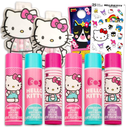 Hello Kitty Lip Balm Tubes - Bundle with 6 Hello Kitty Lip Balms in Assorted Flavors for Party Favors Plus Hello Kitty Stickers, More | Hello Kitty Party Favors for Girls von Hello Kitty