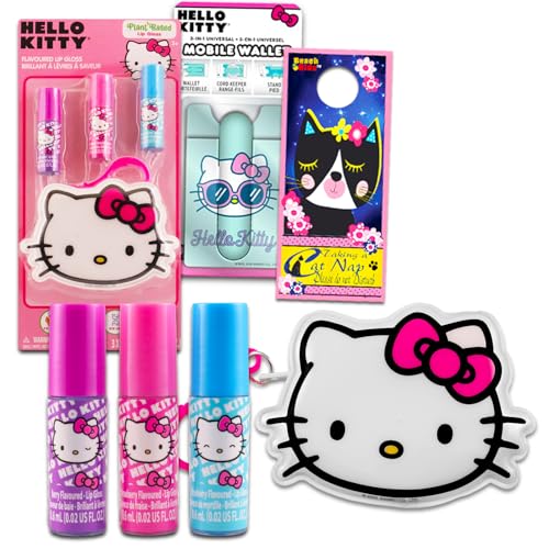Hello Kitty Lip Gloss & Pouch For Beauty - Bundle with 3 Hello Kitty Lip Gloss in Assorted Flavors for Party Favors Plus Pouch, & More | Hello Kitty Party Favors von Hello Kitty