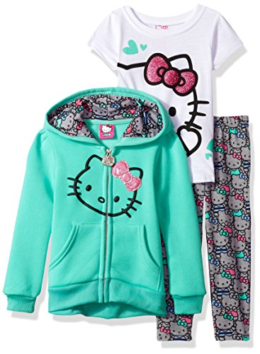 Hello Kitty M dchen 3-teiliges Legging Set mit Kapuze, Mintgr n, 10 von Hello Kitty