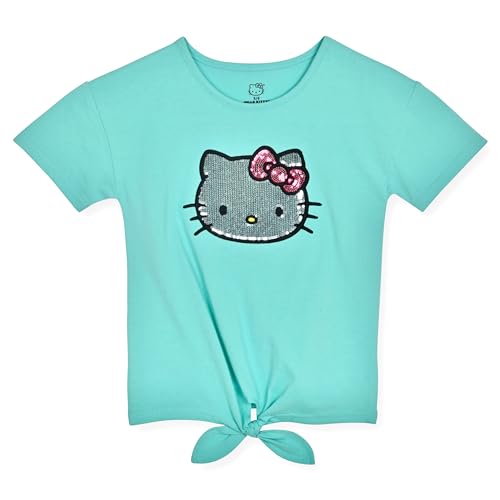 Hello Kitty M dchen T-Shirt mit Pailletten und Strass modisches T-Shirt f r M dchen Kleidung, T rkisfarbene Pailletten, 5-6 von Hello Kitty