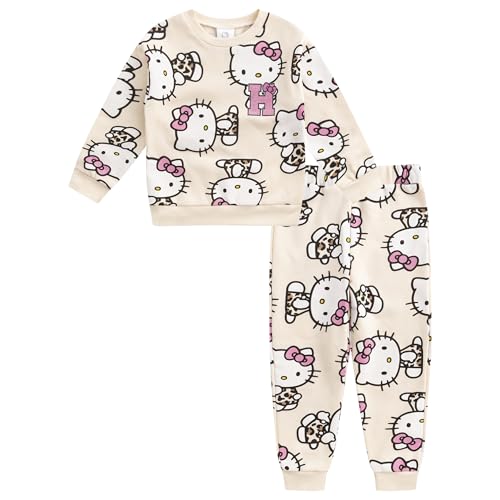 Hello Kitty Mädchen-Fleece-Sweatshirt und Hose für große Kinder, Beige, 6X Hello Kitty Mädchen-Fleece-Sweatshirt und Hose für große Kinder, Beige, 6X von Hello Kitty