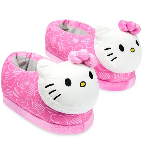 Hello Kitty Mädchen Hausschuhe - kuschelige und rutschfeste 3D Plüsch Pantoffeln (Rosa, 28/29 EU) von Hello Kitty