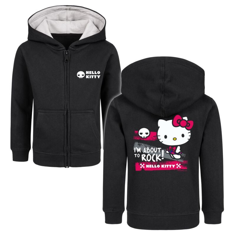 Hello Kitty Metal-Kids - I'm About To Rock Kinder-Kapuzenjacke schwarz in 116 von Hello Kitty