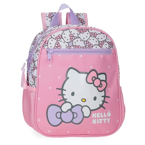 Hello Kitty My Favourite Bow Vorschulrucksack, anpassbar an Trolley, Rosa, 23 x 28 x 10 cm, Polyester, 6,44 l, Rosa, Vorschulrucksack, anpassbar an den Kinderwagen von Hello Kitty