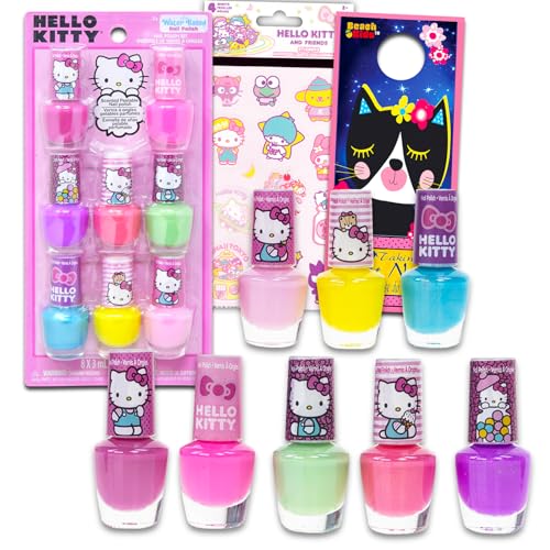 Hello Kitty Nail Polish for Girls - Hello Kitty Pretend Play Bundle with 8 Bottles of Hello Kitty Nail Polish Plus Stickers, More | Hello Kitty Nail Polish Set for Kids von Hello Kitty