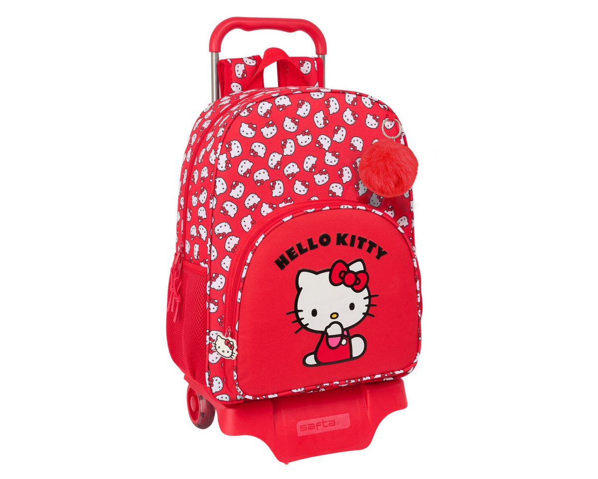 Hello Kitty Rucksack Kinder Rucksack mit Rädern Hello Kitty Iconic Weiß Rot 33 x 42 x 14 cm von Hello Kitty
