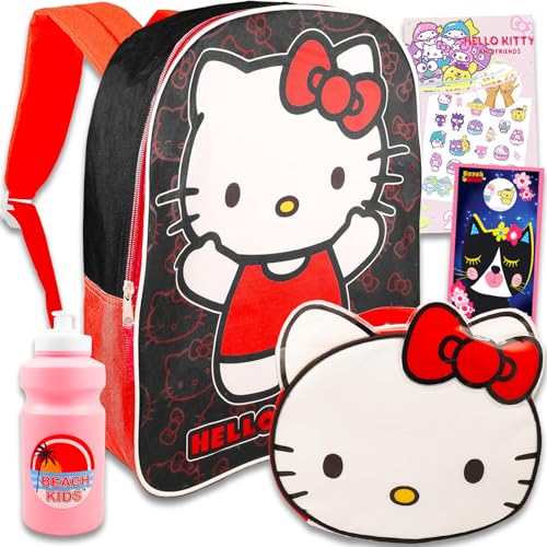 Hello Kitty Rucksack und Lunchbox Set - Bundle mit Hello Kitty Rucksack, Lunchtasche, Wasserflasche, Aufklebern, mehr | Hello Kitty Rucksack f r die Schule von Hello Kitty