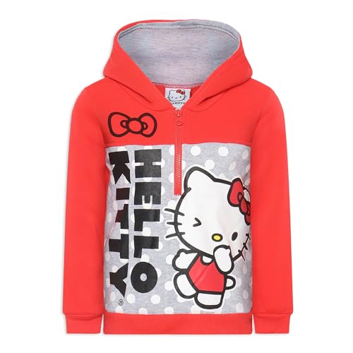 Hello Kitty Sanrio Kapuzenpullover f r M dchen, halber Rei verschluss, f r Kleinkinder, kleine und gro e M dchen, Rot oder Pink, Rot/Ausflug, einfarbig (Getaway Solids), 6X von Hello Kitty