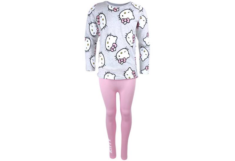 Hello Kitty Schlafanzug (2 tlg) Mädchen Pyjama langarm mit Leggings Gr. 104 - 134 cm von Hello Kitty