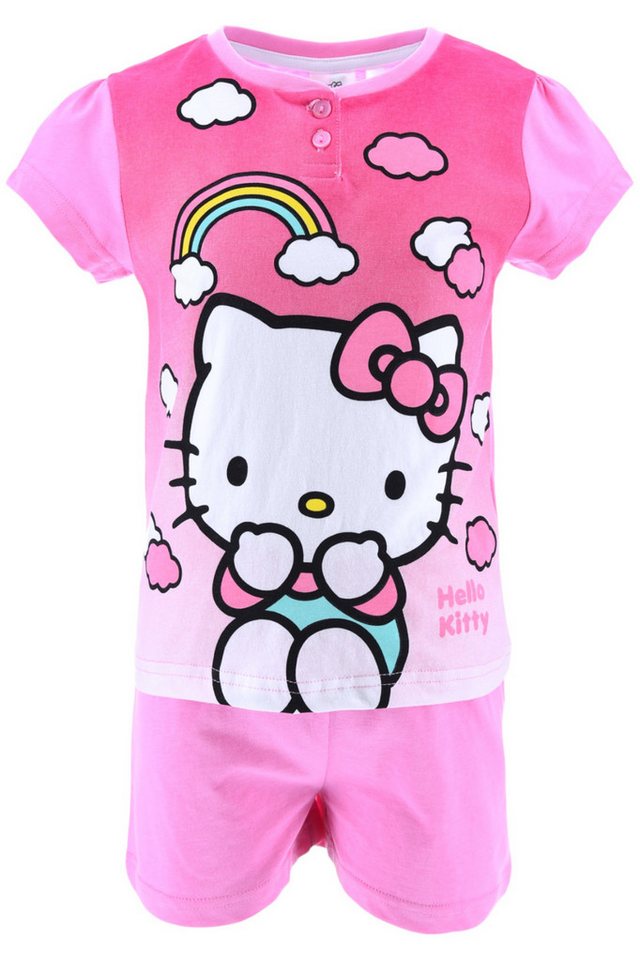 Hello Kitty Schlafanzug In Geschenkverpackung (2 tlg) Pyjama Set kurz - Mädchen Shorty Gr. 98-128 cm von Hello Kitty