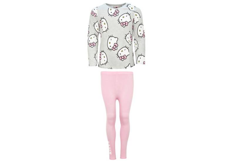 Hello Kitty Schlafanzug Hello Kitty Kinder Mädchen Schlafanzug Set – Rosa & Grau Gr. 104 bis 134 von Hello Kitty