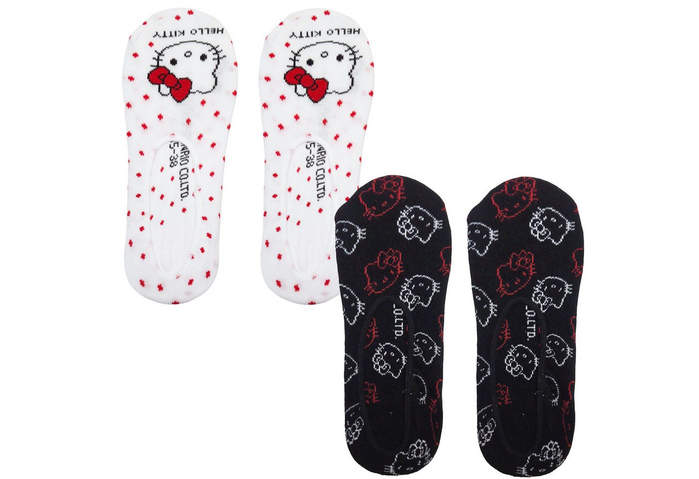 Hello Kitty Socken Hello Kitty 2er Set Damen Kurzsocken Füßlingen Socken Gr. 35 bis 42 (Spar-Set, 2-Paar) von Hello Kitty