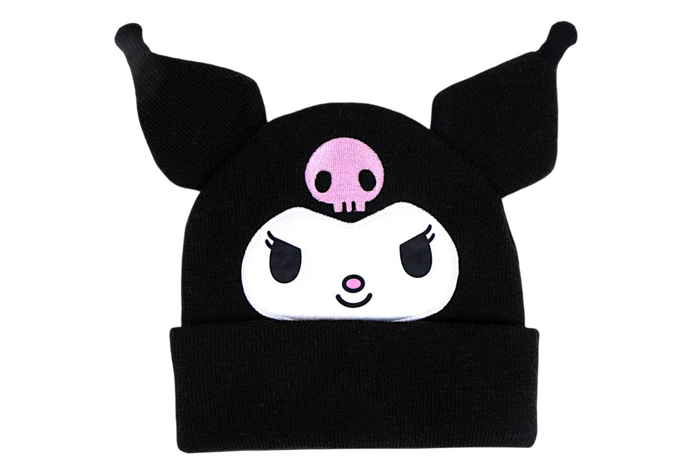 Hello Kitty Strickmütze Sanrio Kuromi mit 3D Ohren Mädchen Wintermütze Einheitsgröße von Hello Kitty