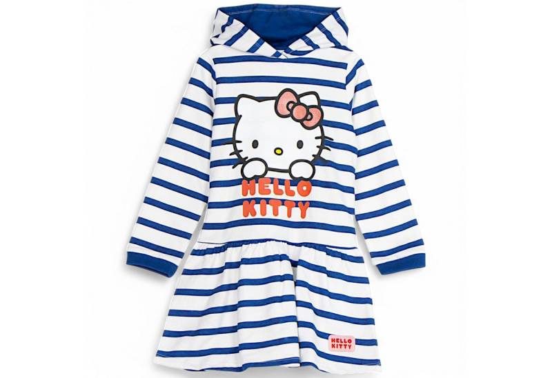 Hello Kitty Sweatkleid Kapuzenkleid gestreift Hello Kitty Mädchen Langarmkleid Gr. 104 -140 cm von Hello Kitty