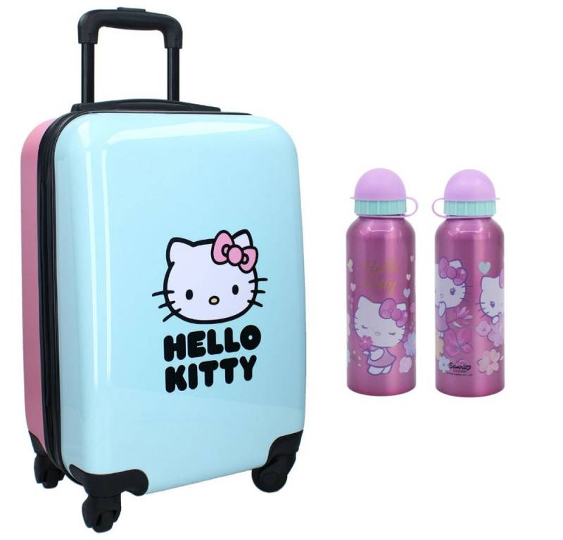 Hello Kitty Trolley Hello Kitty 2 tlg. Set Trolley Koffer Reisekoffer Alu Trinkflasche, 4 Rollen von Hello Kitty
