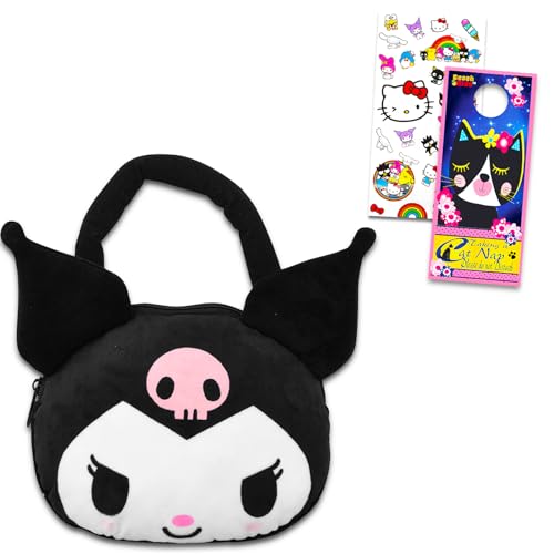 Kuromi Plush Purse for Girls Set - Kuromi Gift Bundle of Kuromi Plushie with Straps Plus Hello Kitty Stickers and More | Kuromi Handbag for Girls von Hello Kitty