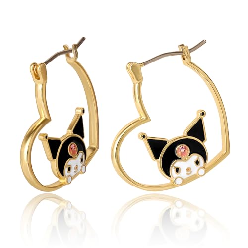 Sanrio Kuromi Earrings, Gold Tone Flash-Plated Hello Kitty Jewelry for Women Official License, Hello Kitty and Friends von Hello Kitty