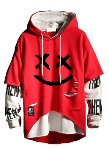 Hello MrLin Herren Techwear Hip Hop Hoodie Japanischer Streetwear Patchwork Urban Jumper von Hello MrLin