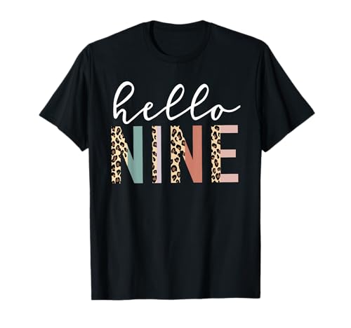 Hello Nine 9-Year-Old 9th Birthday Girl Leopard Print T-Shirt Hello Nine 9-Year-Old 9th Birthday Girl Leopard Print T-Shirt von Hello Nine 9th Birthday Girl Gifts