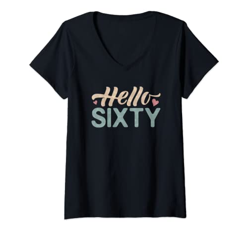 Damen 60. Geburtstag, Vintage, Hello Sixty Turns 60 Years Old Funny T-Shirt mit V-Ausschnitt Damen 60. Geburtstag, Vintage, Hello Sixty Turns 60 Years Old Funny T-Shirt mit V-Ausschnitt von Hello Sixty 60th Birthday Gifts Cute and Funny