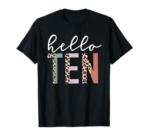 Hello Ten 10-Year-Old 10th Birthday Girl Leopard Print T-Shirt Hello Ten 10-Year-Old 10th Birthday Girl Leopard Print T-Shirt von Hello Ten 10th Birthday Girl Gifts