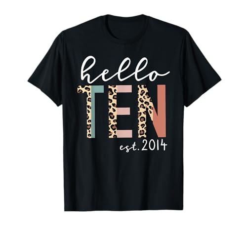 Hello Ten Est 2014 10-Year-Old Girl Leopard Print T-Shirt Hello Ten Est 2014 10-Year-Old Girl Leopard Print T-Shirt von Hello Ten Est 2014 10th Birthday Girl Gifts