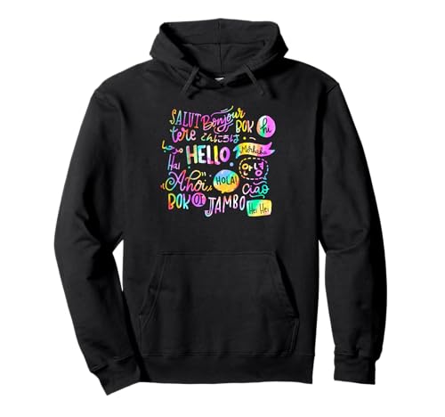 Hello Word in verschiedenen Sprachen Travel Kids Teacher Wall Pullover Hoodie von Hello Word In Different Languages 1