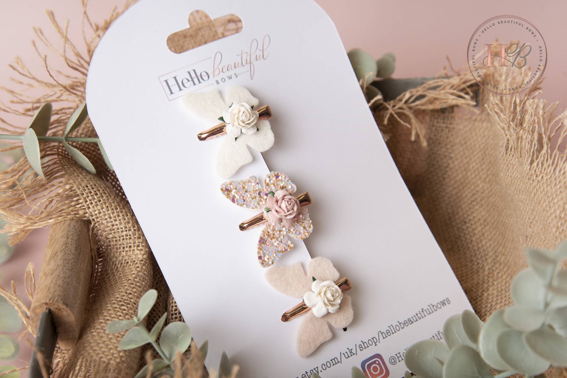 Schmetterling Haarclips, Fransenclips, Winzige Clips Für Babys, Mini Blumen Baby Haarclips von HelloBeautifulBabyGB