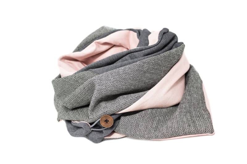 Dreieckstuch Halstuch Wickelschal Halstücher Grau/Rosé Xl Schal Xxl Schal Dreieckstuch Halstuch Wickelschal Halstücher Grau/Rosé Xl Schal Xxl Schal von HelloLittleHandmade