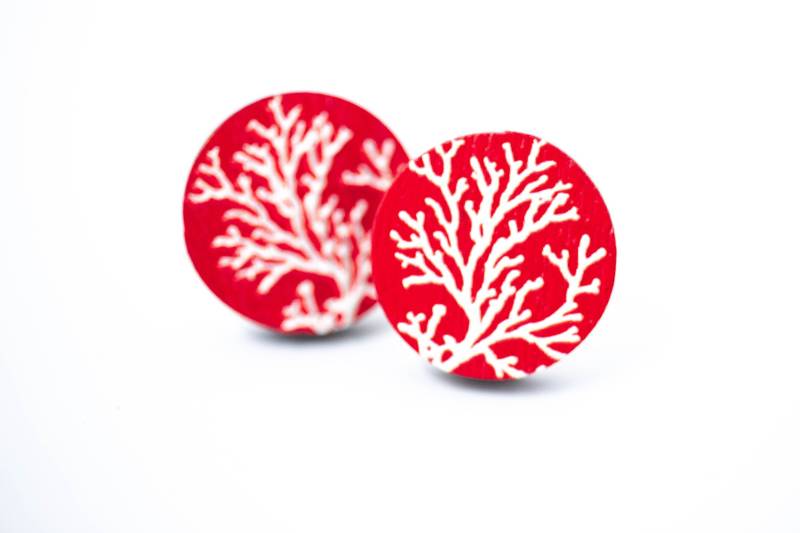 Ohrstecker Gravur Rot von HelloLittleHandmade