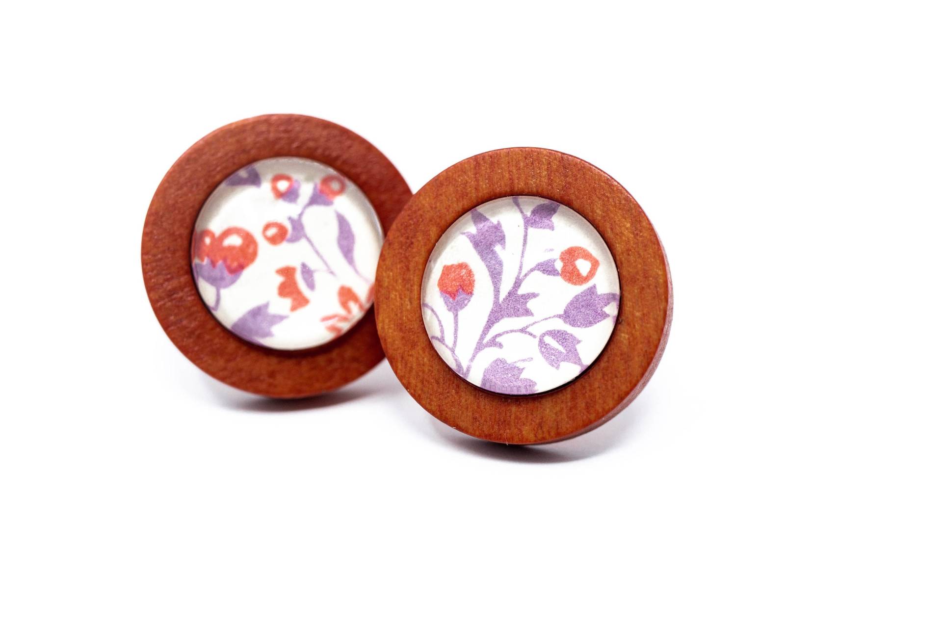 Ohrstecker Holz Blumen Glas von HelloLittleHandmade