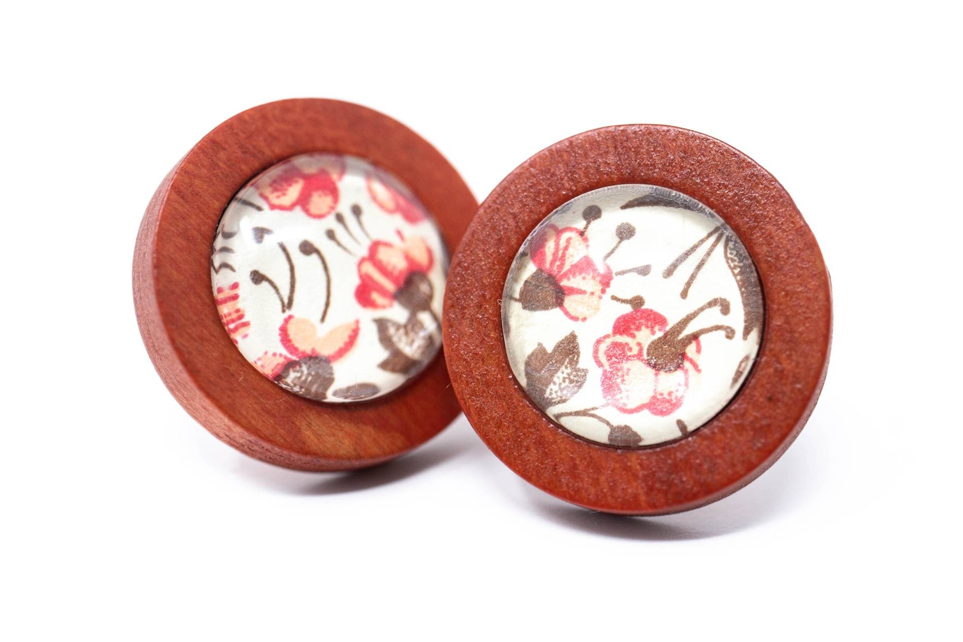 Ohrstecker Holz Blumen Glas von HelloLittleHandmade