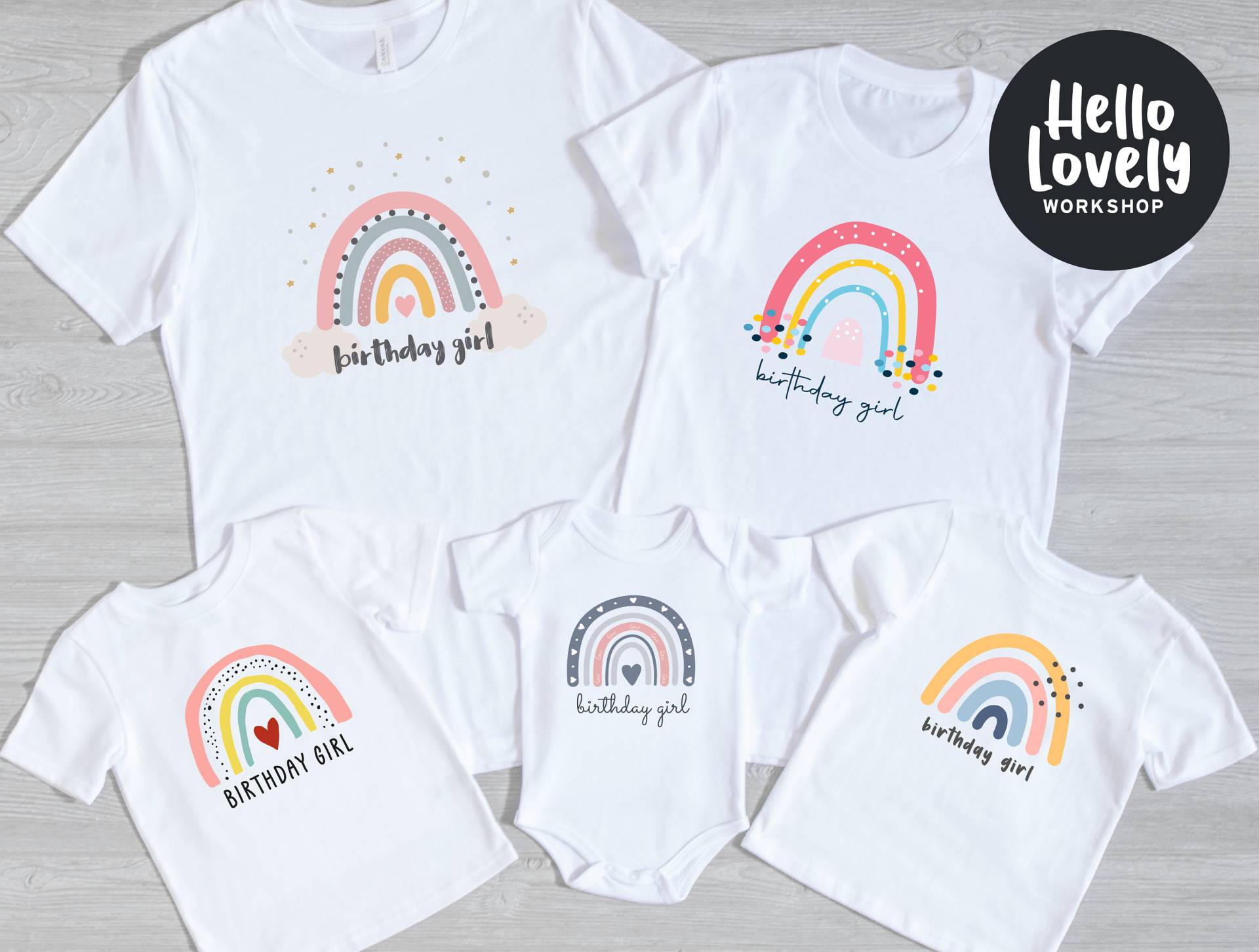 Geburtstag Mädchen Shirt, Regenbogen T-Shirt, Kinder Outfit, Party Shirt von HelloLovelyWorkshop