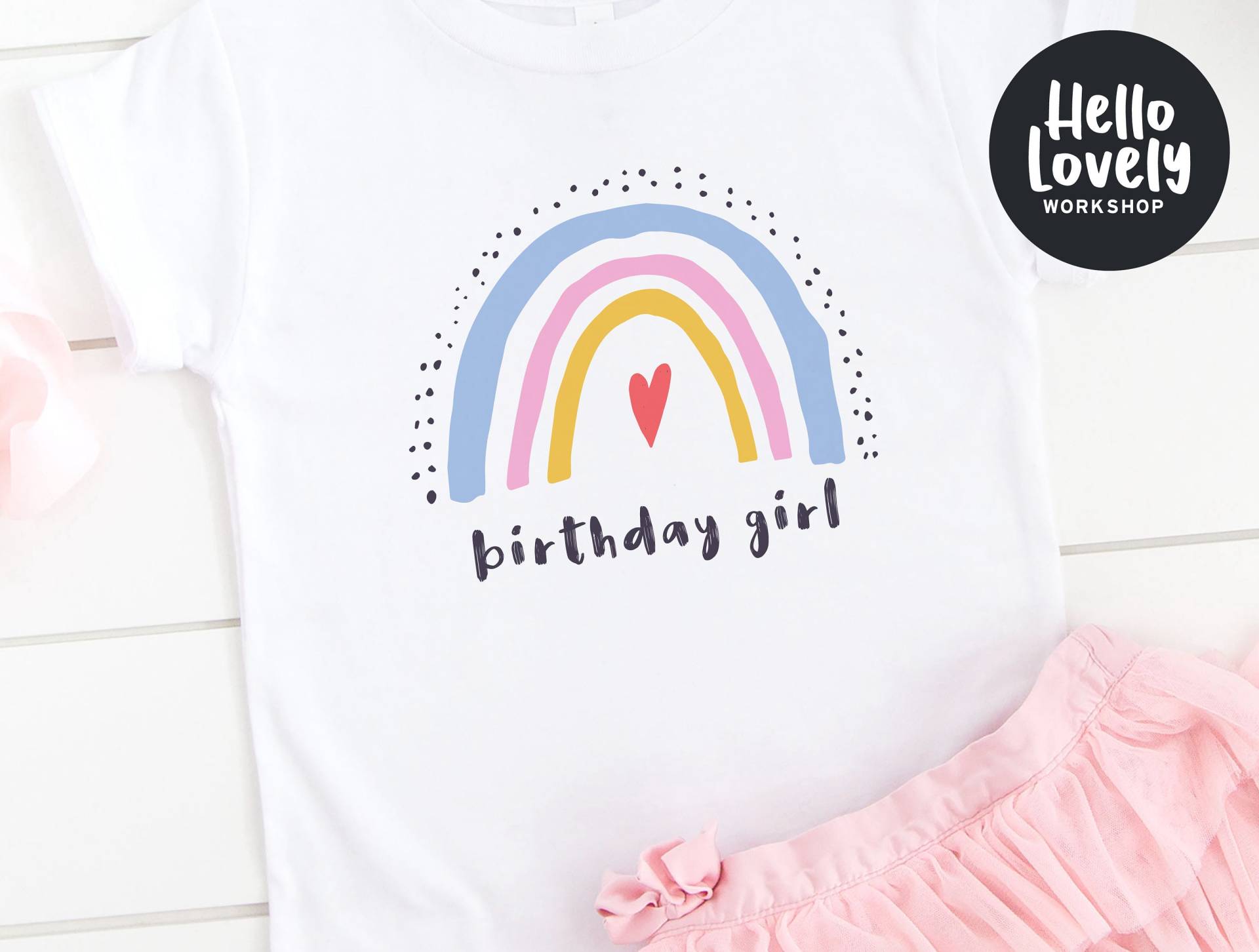 Niedliches Regenbogen Geburtstag Mädchen Shirt, Süßes Geschenk, Outfit, Party von HelloLovelyWorkshop