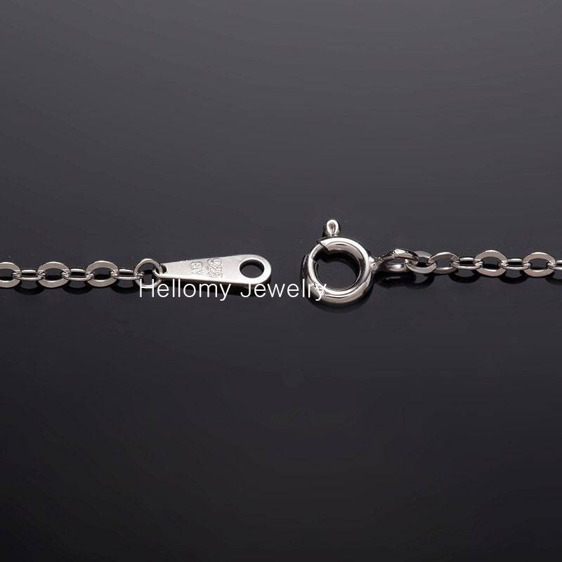sterling Silber Flachkabel Kettenhalskette Rhodiniert, Nickel - & Bleifrei sterling Silber Flachkabel Kettenhalskette Rhodiniert, Nickel - & Bleifrei von HelloMyJewelry
