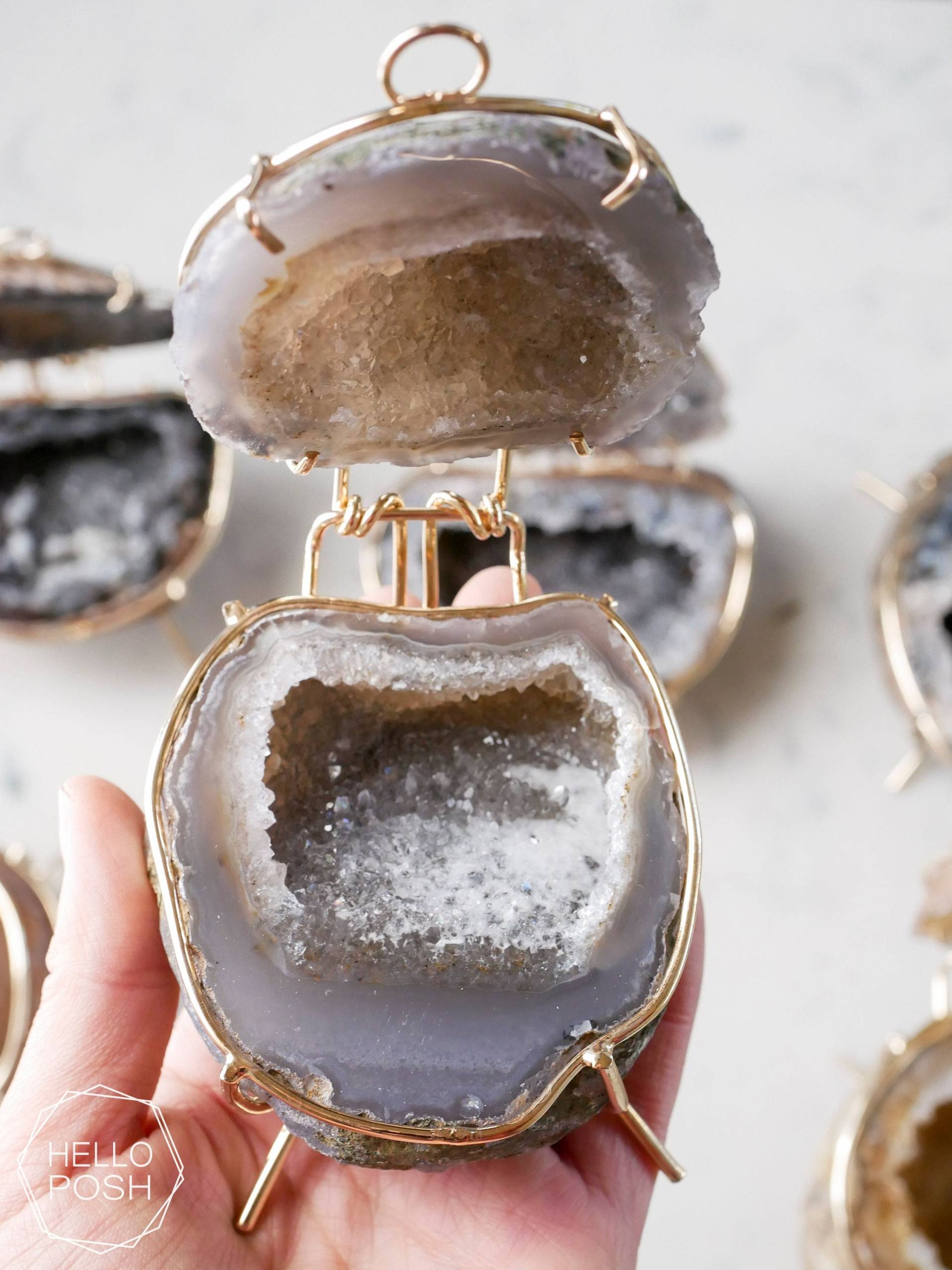 Große Geode Ring Box. Schmuckkästchen Mit Goldständer. Vorschlag Ringbox Verlobungsring Rb7 von HelloPosh