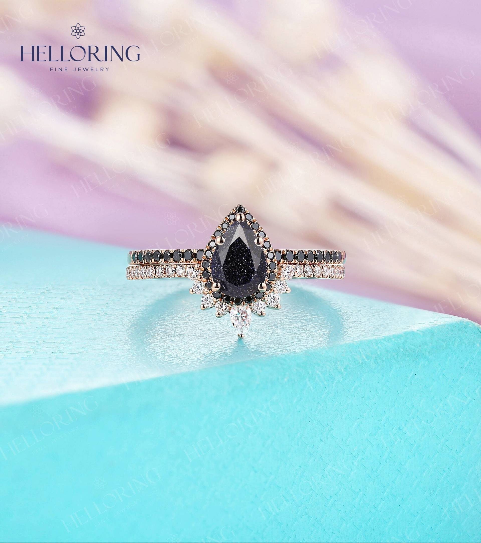 Birnchen Form Labradorit Sandstein Verlobungsring Halo Hochzeit Ring Braut-Set Halber Ewigkeitsring Gebogener Cluster Ehering Prong Gesetzt Birnchen Form Labradorit Sandstein Verlobungsring Halo Hochzeit Ring Braut-Set Halber Ewigkeitsring Gebogener Cluster Ehering Prong Gesetzt von HelloRing
