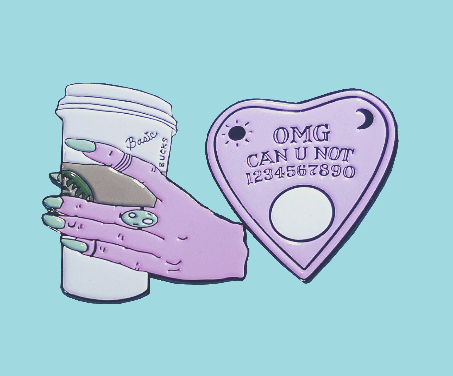 Basic Witch Emaille Pin Pack Pastel Goth Coffee & Planchette | 2 Stk von HelloSailorTees