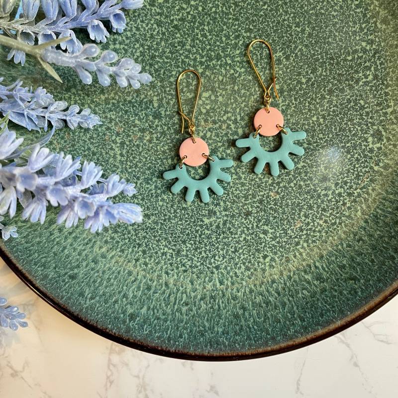 Hänger Für Sunshine Ohrringe - Teal, Pink | Funky Schmuck Einzigartiges Handgefertigtes Geschenk Mutiges Modernes Accessoire One Of A Kind von HelloWillowJewelry