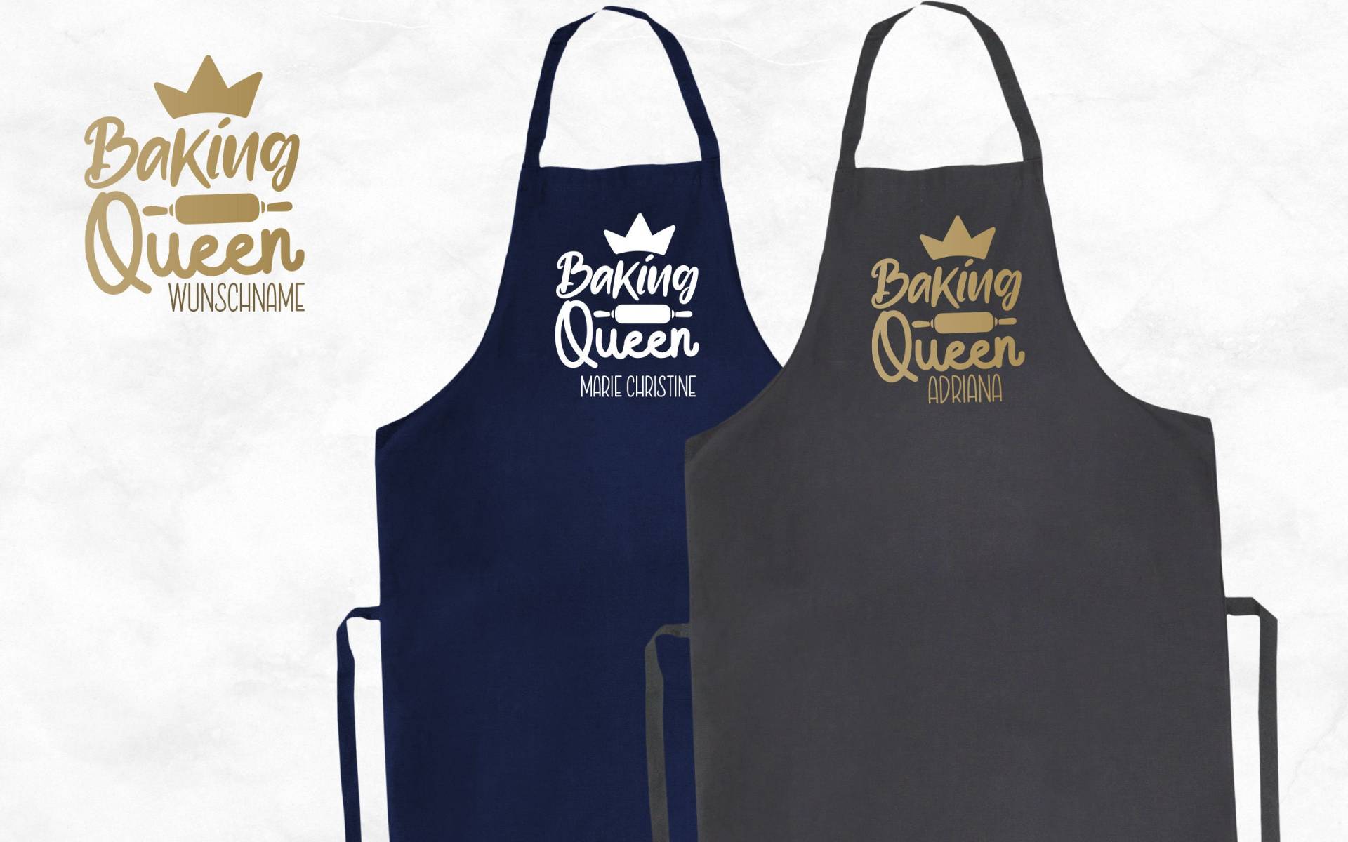 Geschenk Für Oma, Mama, Freundin | Personalisierte Schürze Backing Queen Mit Namen in Anthrazit Oder Dunkelblau| Wunschnamen Geschenk Für Oma, Mama, Freundin | Personalisierte Schürze Backing Queen Mit Namen in Anthrazit Oder Dunkelblau| Wunschnamen von Hellodesignmeshop
