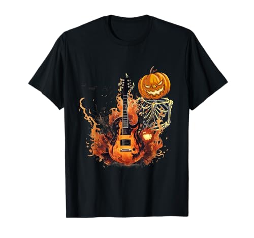 Helloween Skeleton Rocker Guitar - Damen & Herren Unisex-Erwachsene Halloween Rock'n Roll T-Shirt, Schwarz, Skelett-Gitarren-Design, Kurzarm, Small, EU 40, 16-16.5, 1 Count Helloween Skeleton Rocker Guitar - Damen & Herren Unisex-Erwachsene Halloween Rock'n Roll T-Shirt, Schwarz, Skelett-Gitarren-Design, Kurzarm, Small, EU 40, 16-16.5, 1 Count von Helloween Skeleton Rocker Guitar