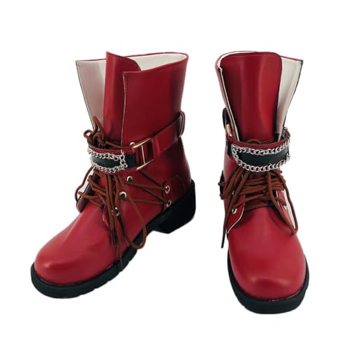 Helltaker Damen-Cosplay-Schuhe, modische rote Stiefel für Halloween, Karneval, Party, Rot/Ausflug, einfarbig (Getaway Solids), 38.5 EU von Helltaker