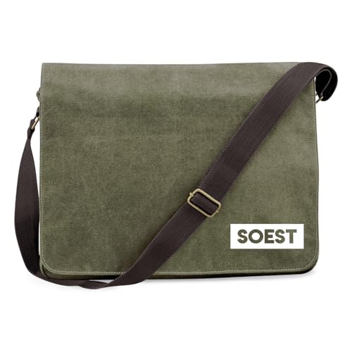 Hellweg Druckerei Schultertasche Soest Classic Geschenk 14 Liter Military Green Canvas Soest Mitbringsel von Hellweg Druckerei