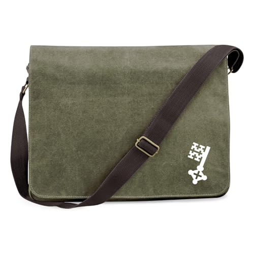 Hellweg Druckerei Schultertasche Soester Schlüssel Geschenk 14 Liter Military Green Canvas Soester Mitbringsel von Hellweg Druckerei