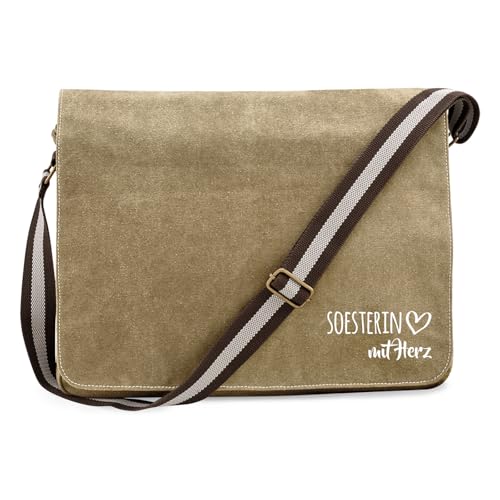Hellweg Druckerei Umhängetasche Soesterin mit Herz Geschenk 14 Liter Sahara Canvas Soesterin Geschenkidee von Hellweg Druckerei