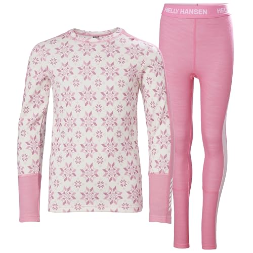 Helly Hansen Unisex Kids JR Graphic Lifa Merino Set Base Layer Bottom, 068 Sugar PINK Snowflake AOP, 10 Years von Helly Hansen
