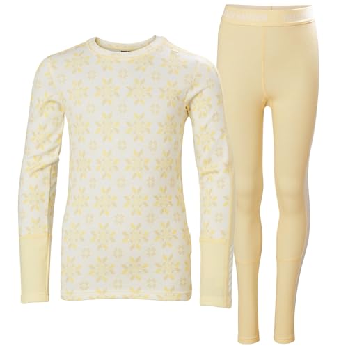 Helly Hansen Unisex Kids JR Graphic Lifa Merino Set Base Layer Bottom, 367 Yellow Cream Snowflake AOP, 8 Years von Helly Hansen