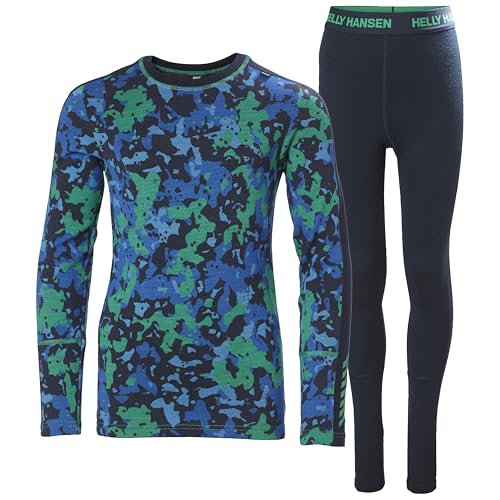 Helly Hansen Unisex Kids JR Graphic Lifa Merino Set Base Layer Bottom, 499 Bright Green Splash CAMO A, 8 Years von Helly Hansen
