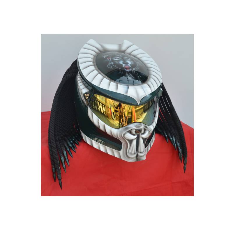 Predator Helm, Custom Handgemachter Airbrush Lackierter Motorradhelm, Casque Helm Predator Helm, Custom Handgemachter Airbrush Lackierter Motorradhelm, Casque Helm von HelmetArtThai
