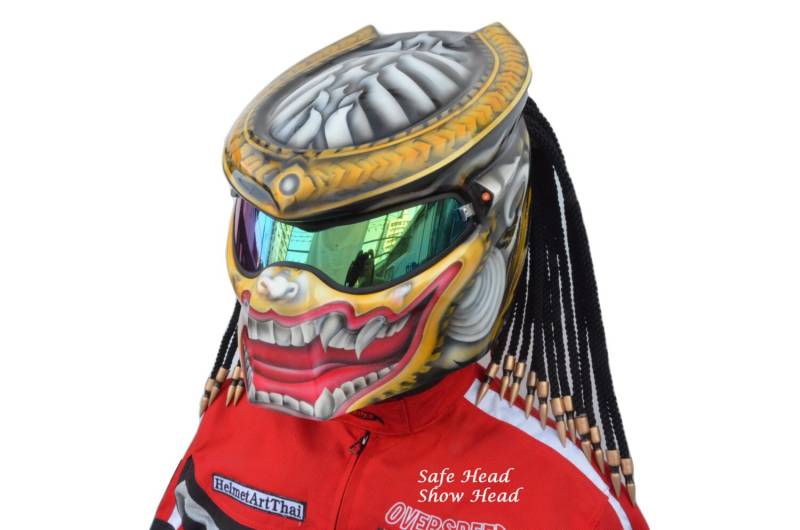 Predator Helm, Custom Handgemachter Airbrush Lackierter Motorradhelm, Casque Helmartthai Predator Helm, Custom Handgemachter Airbrush Lackierter Motorradhelm, Casque Helmartthai von HelmetArtThai